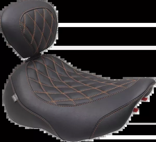 Mustang Wide Tripper™ Seat - Solo - Mandarin Orange Stitching - FLT/FLH '23-'25