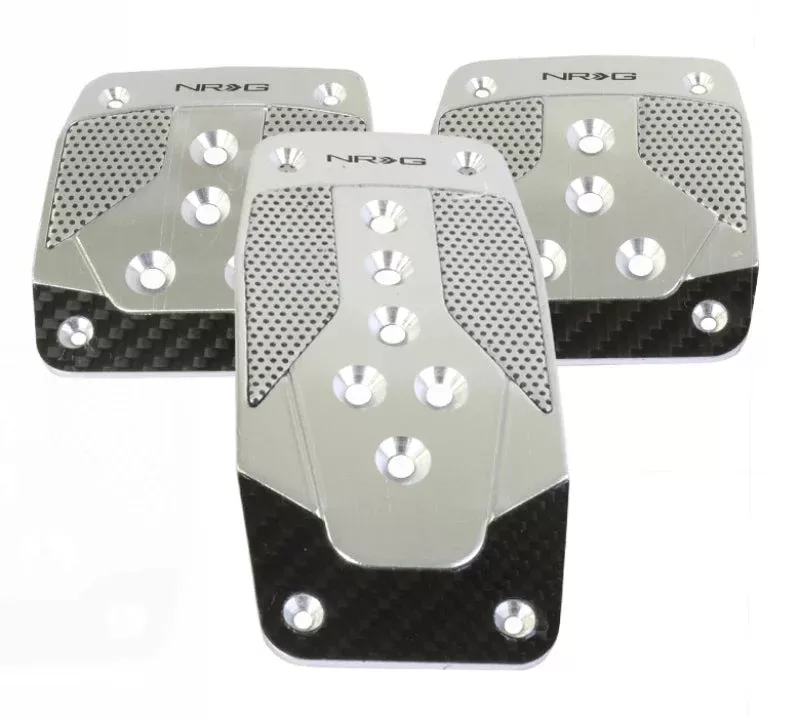 NRG Aluminum Sport Pedal M/T – Silver w/Black Carbon