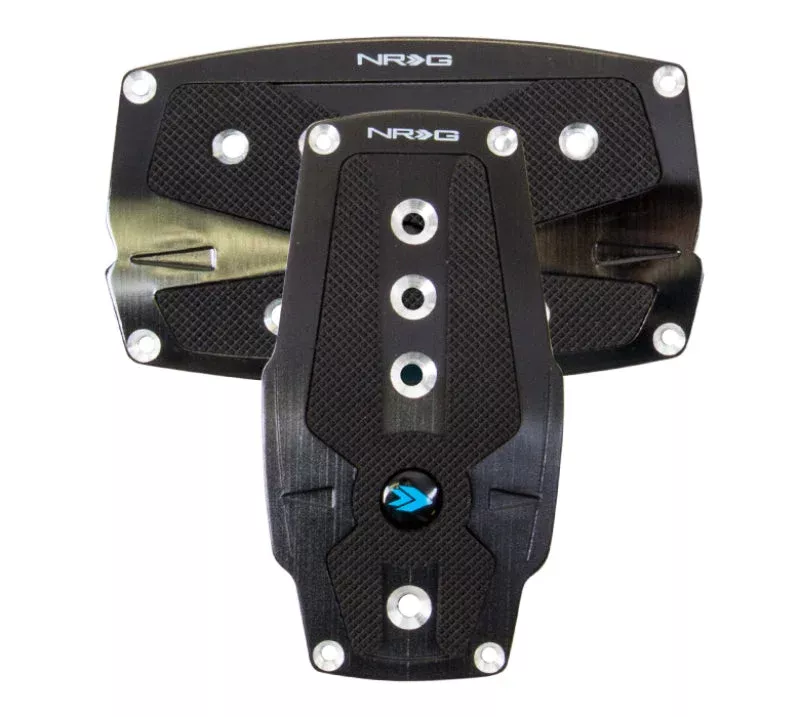 NRG Brushed Aluminum Sport Pedal A/T – Black w/Black Rubber Inserts