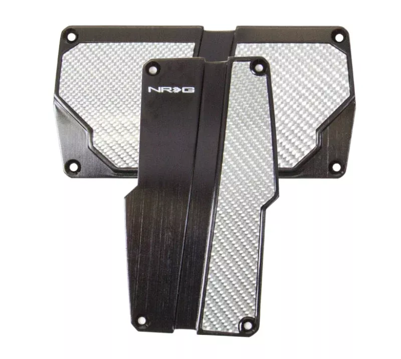 NRG Brushed Aluminum Sport Pedal A/T – Black w/Silver Carbon