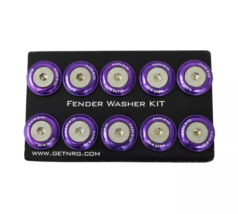 NRG Fender Washer Kit w/Rivets For Plastic (Purple) – Set of 10