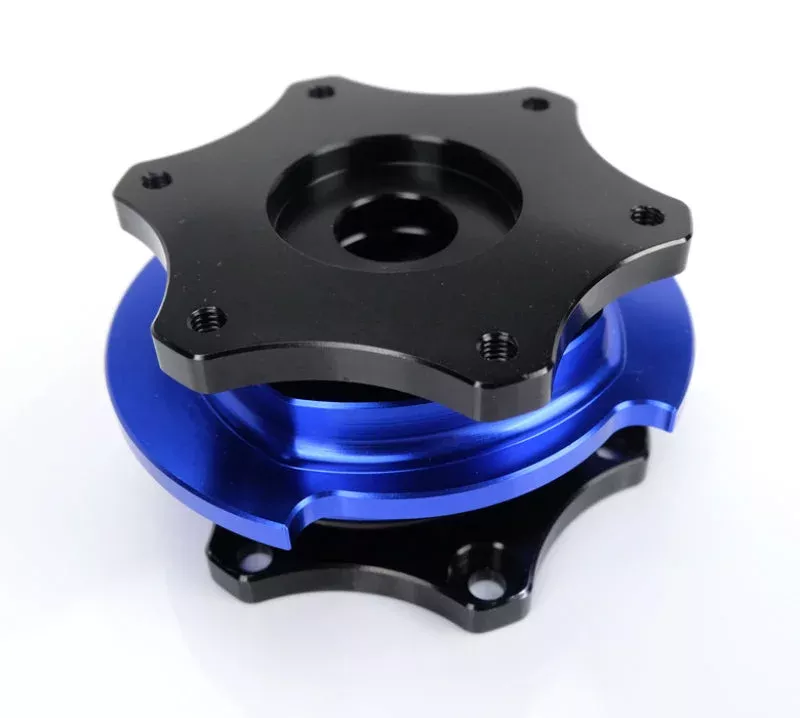 NRG Race Short Hub – Black Body Blue Ring fits Datsun
