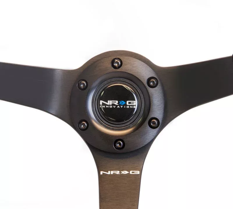 NRG Reinforced Steering Wheel (350mm / 3in. Deep) Black Suede w/Black Baseball Stitch (Odi Bakchis Edition)