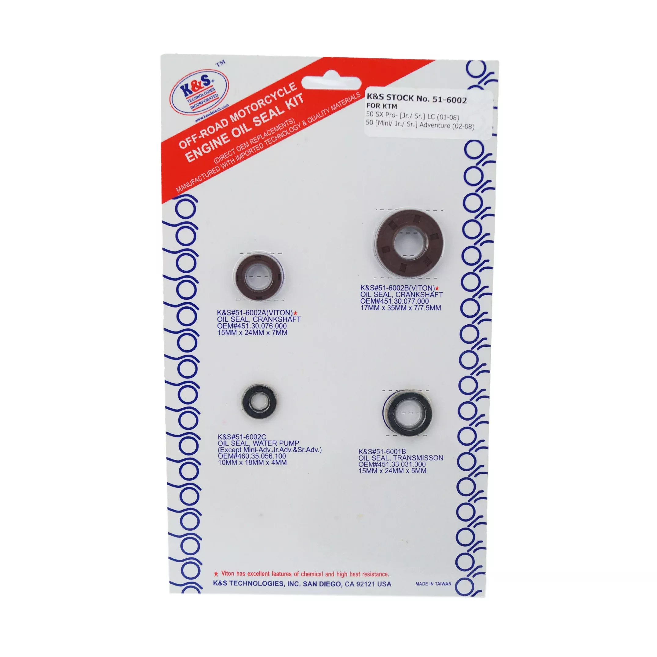 OIL SEAL SET 01-03 50 KTM 4pcs