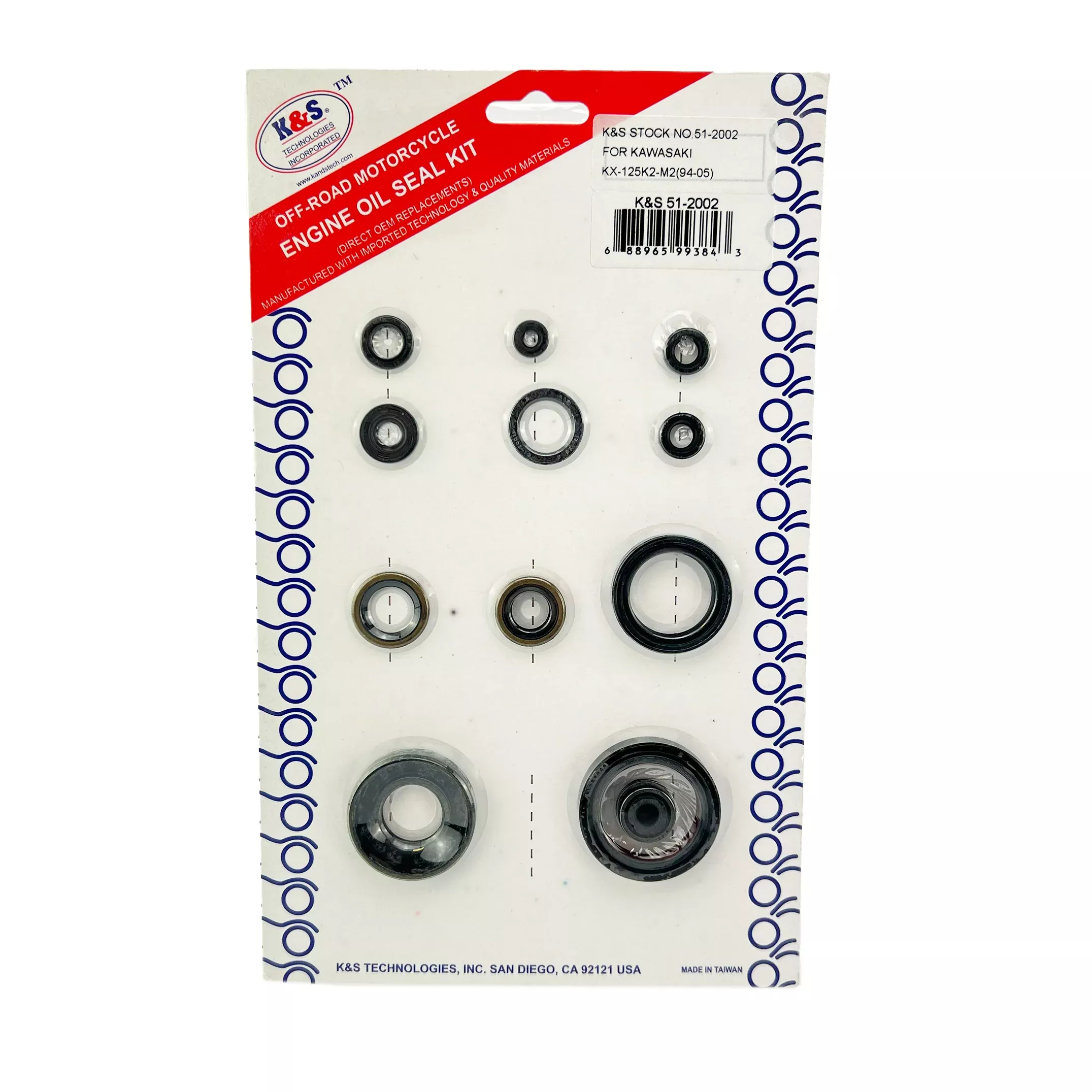 OIL SEAL SET 94-05 KX125 12pcs, K&S 51-2002 ENGINE SET, KS51-2002