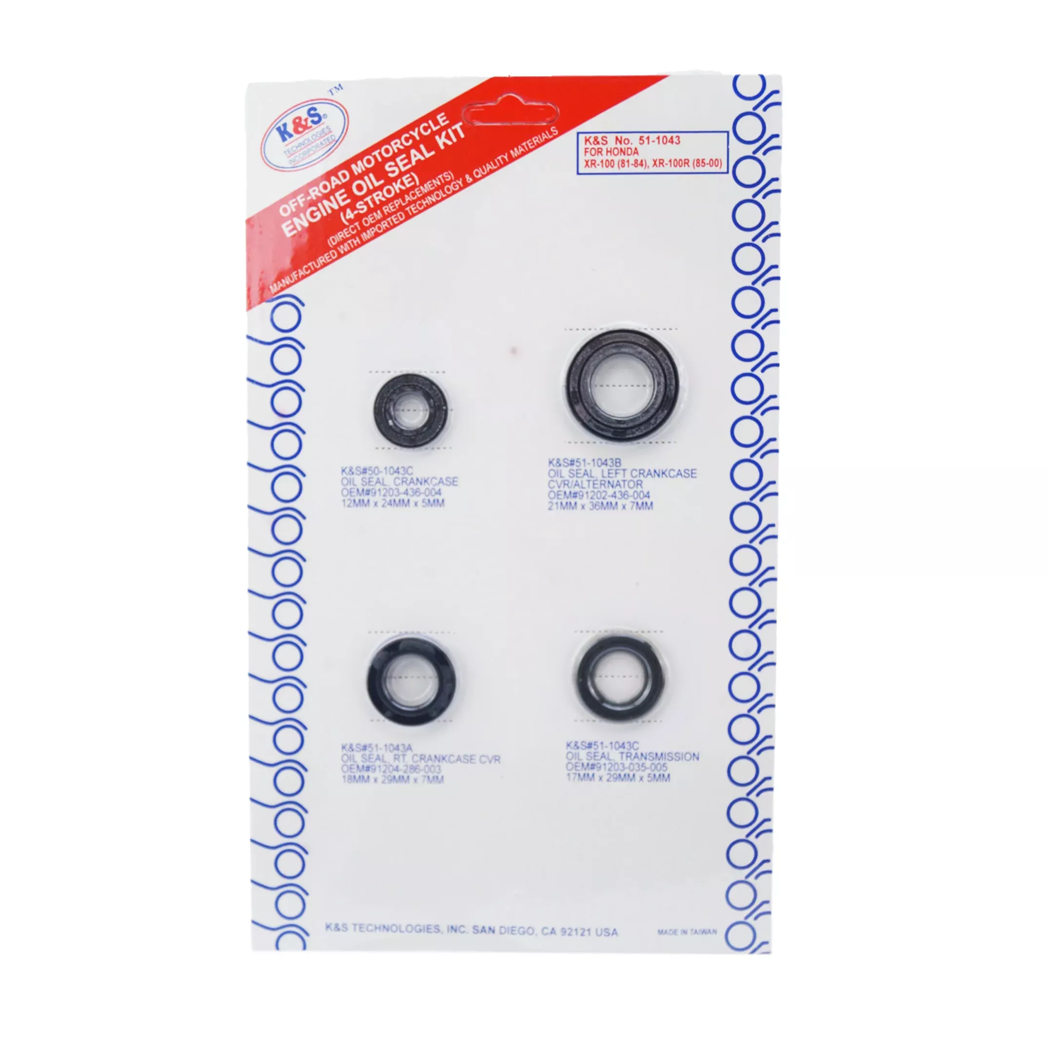 OIL SEAL SET XR100, XL100, CRF, CRF100F 04-12, NSF100 HONDA, 4 PIECE