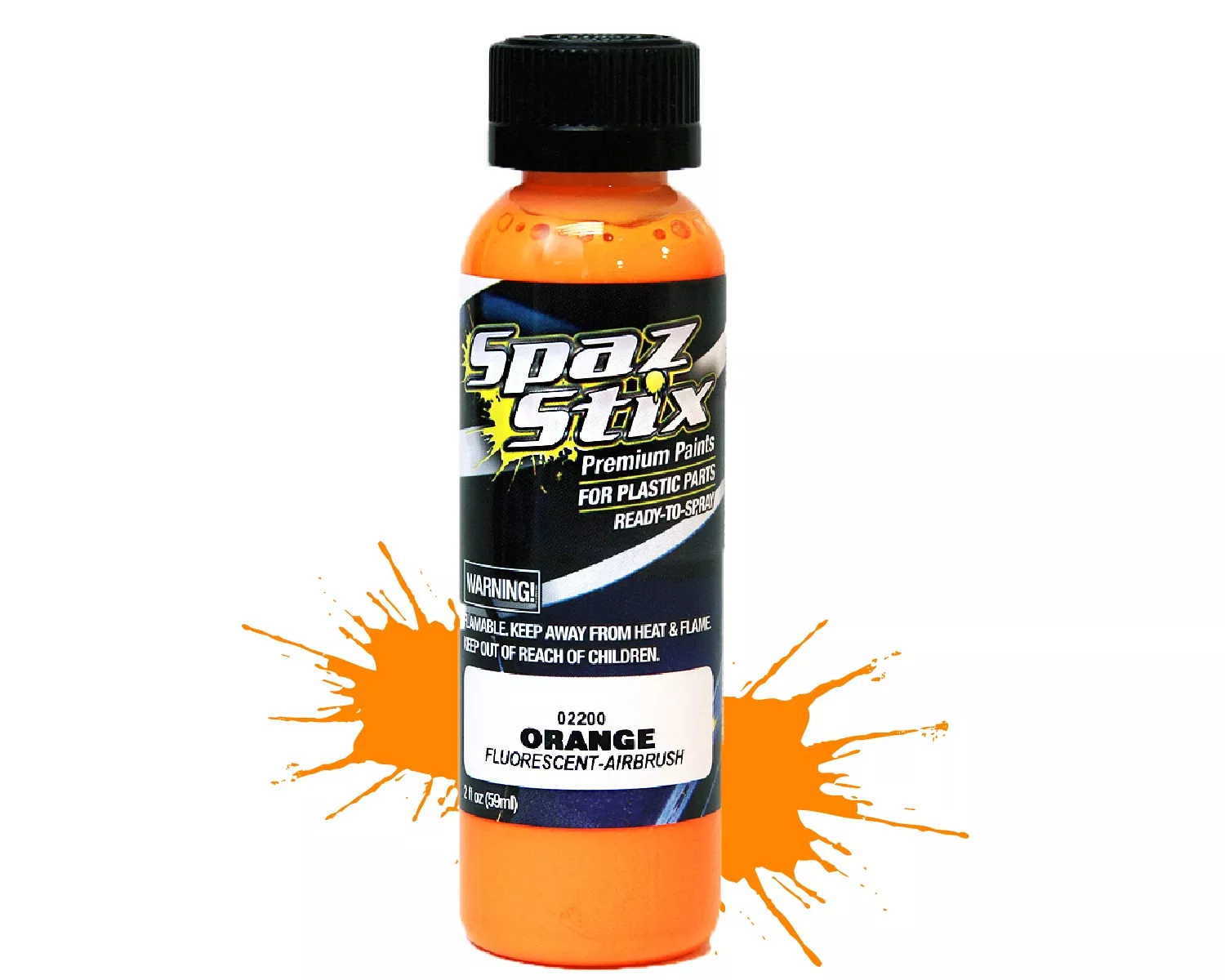 Orange Fluorescent Airbrush Ready Paint, 2oz Bottle