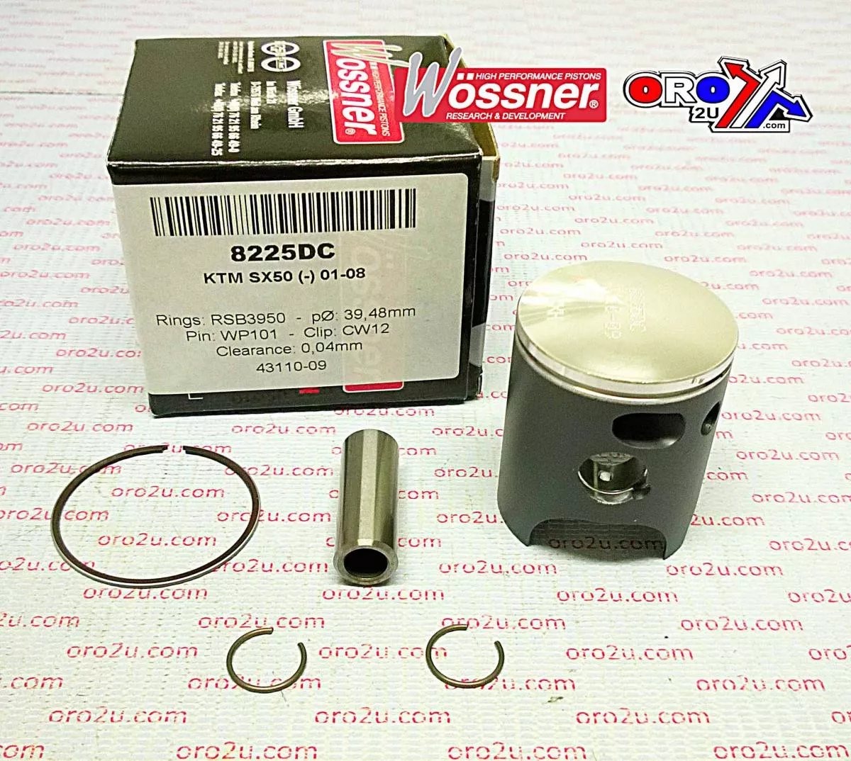 PISTON KIT 01-08 KTM50 SX, WOSSNER 8225DC FORGED MX