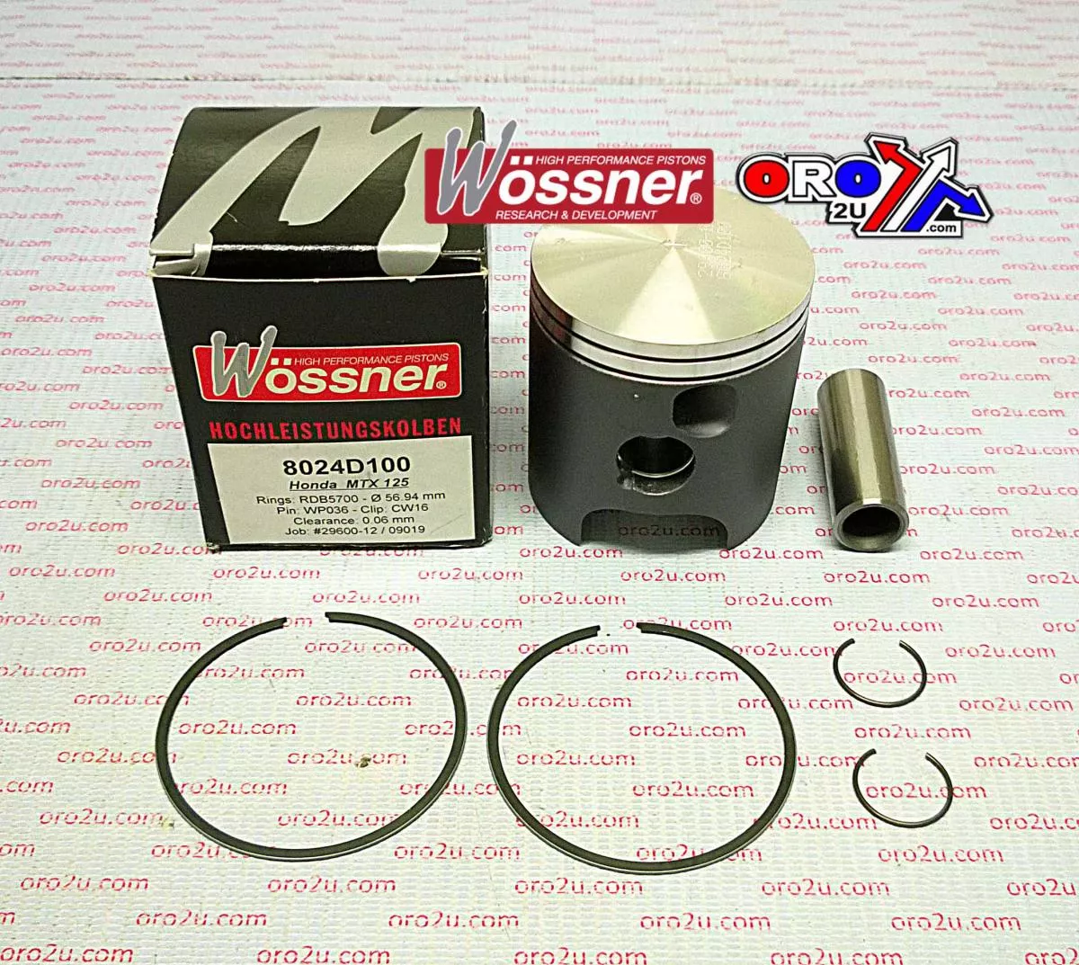 PISTON KIT 83-87 MTX125 57.50, WOSSNER 8024D150 HONDA ROAD