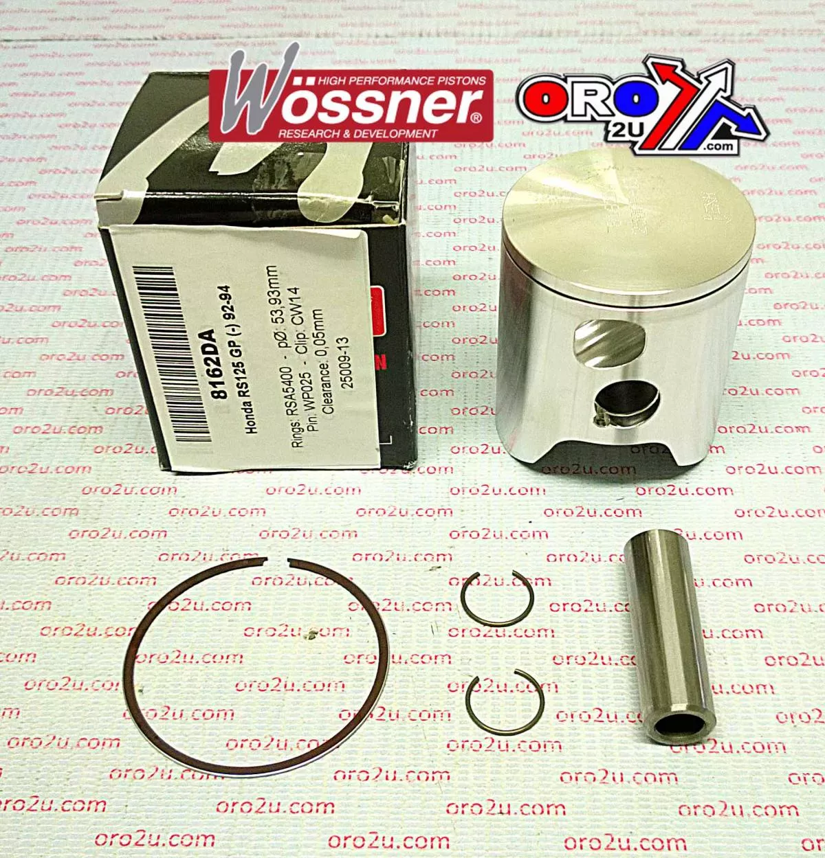 PISTON KIT 92-94 RS125 GP 54.0, FORGED WOSSNER 8162DD
