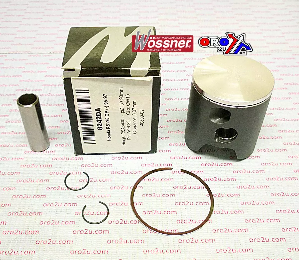 PISTON KIT 95-97 RS125 GP 54.0, FORGED WOSSNER 8242DB