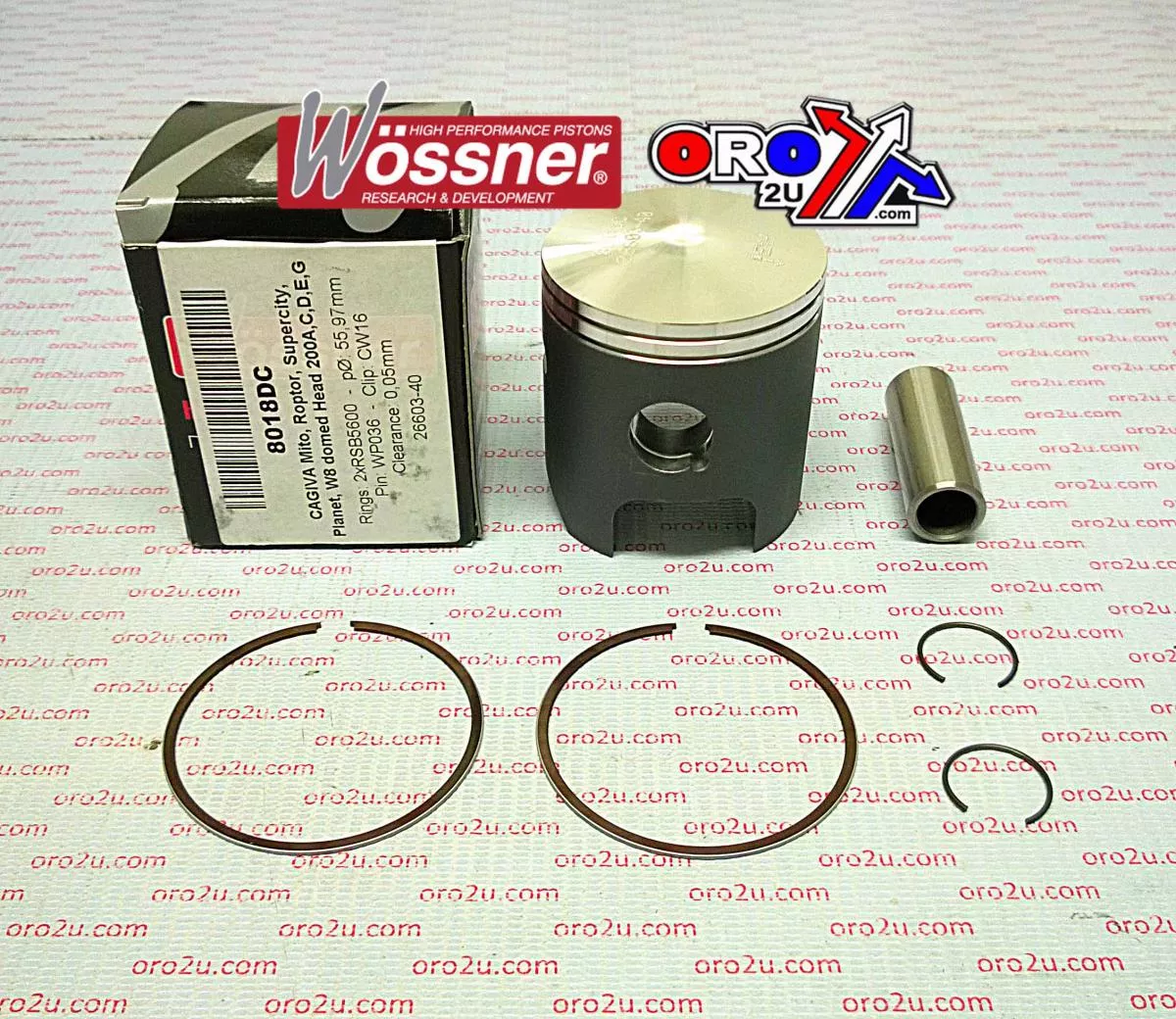 PISTON KIT 99-12 125 MITO 57, CAGIVA WOSSNER 8018D100