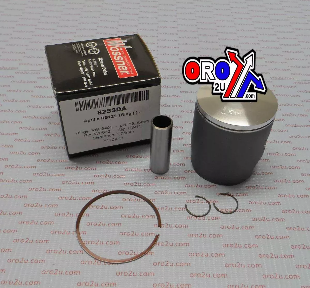 PISTON KIT Aprilia RS125 A, FORGED WOSSNER KIT 8253DA, SINGLE RING