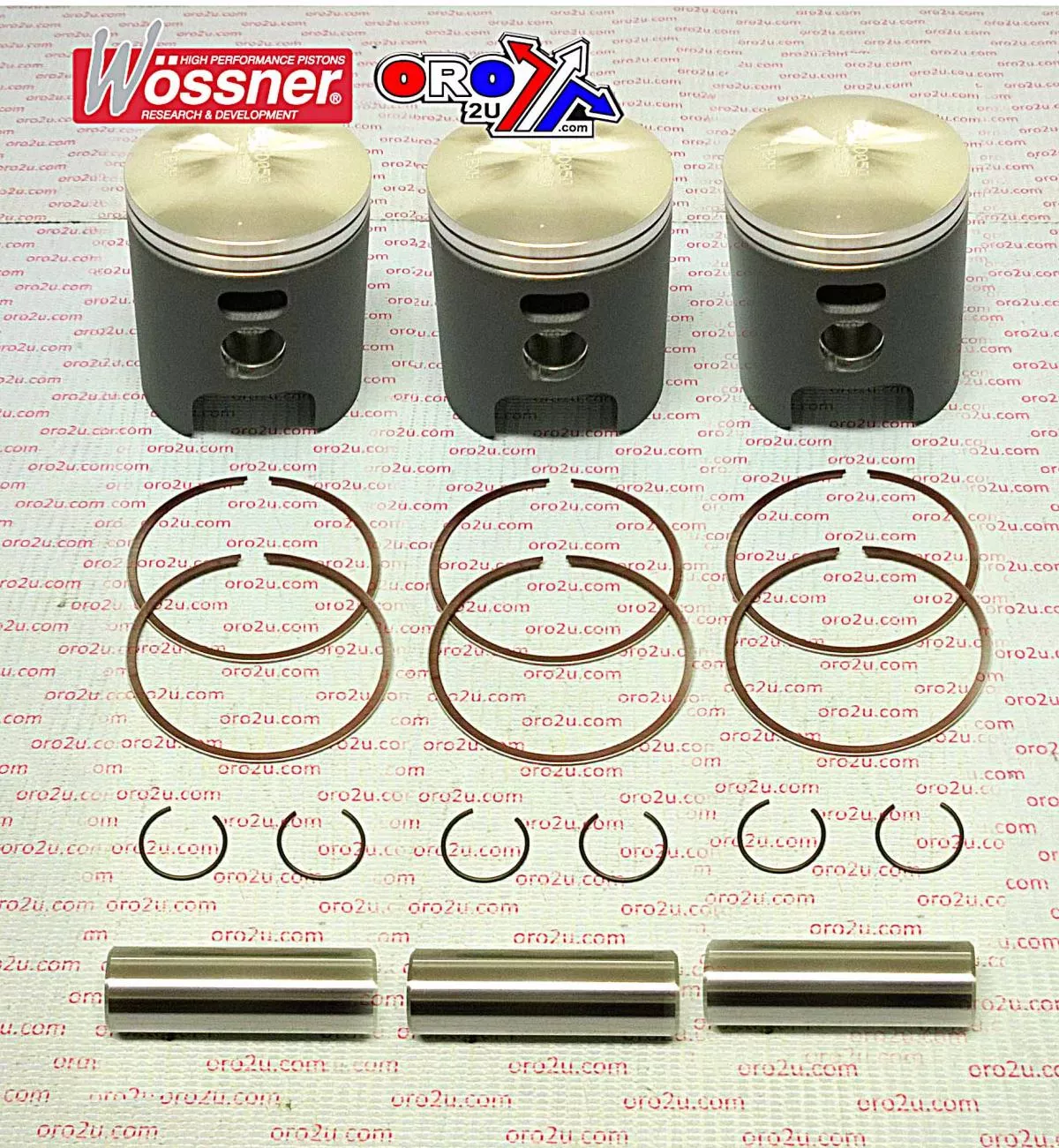 PISTON KIT SET/3 KAW. 500 KH, WOSSNER K8247D100-3 61.00mm