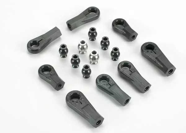 Plastic Rod Ends (8) (1/6 & 1/5 Scale)/ Hollow Ball Connectors (8) (6-Black, 2-Silver)
