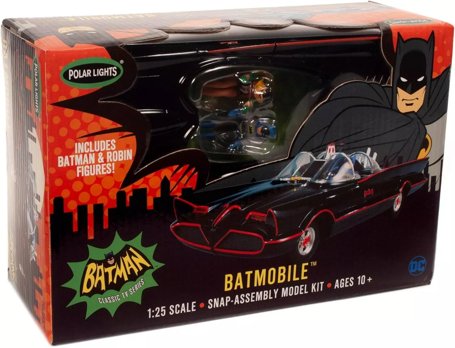 Polar Lights 1966 Batmobile withBatman and Robin figuresFrom the Classic Batman TV Series (1:25 Scale Model Kit)