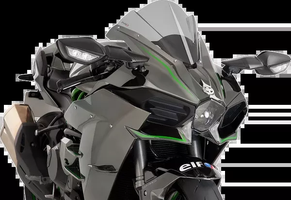 PUIG HI-Tech Parts Race Windscreen - 13" - Smoke - Ninja H2/R
