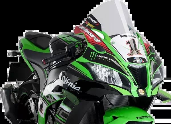 PUIG HI-Tech Parts Race Windscreen – 14-1/4″ – Clear – Kawasaki
