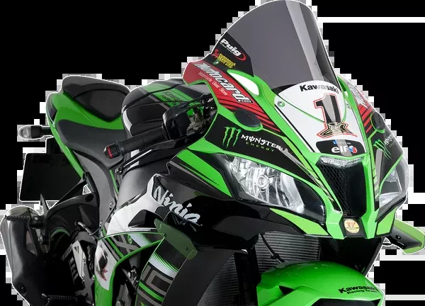 PUIG HI-Tech Parts Race Windscreen - 14-1/4" - Dark Smoke - Kawasaki