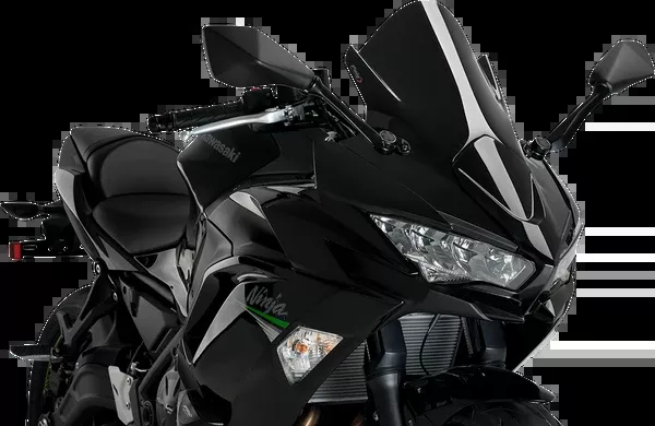 PUIG HI-Tech Parts Race Windscreen - 19" - Black - Kawasaki
