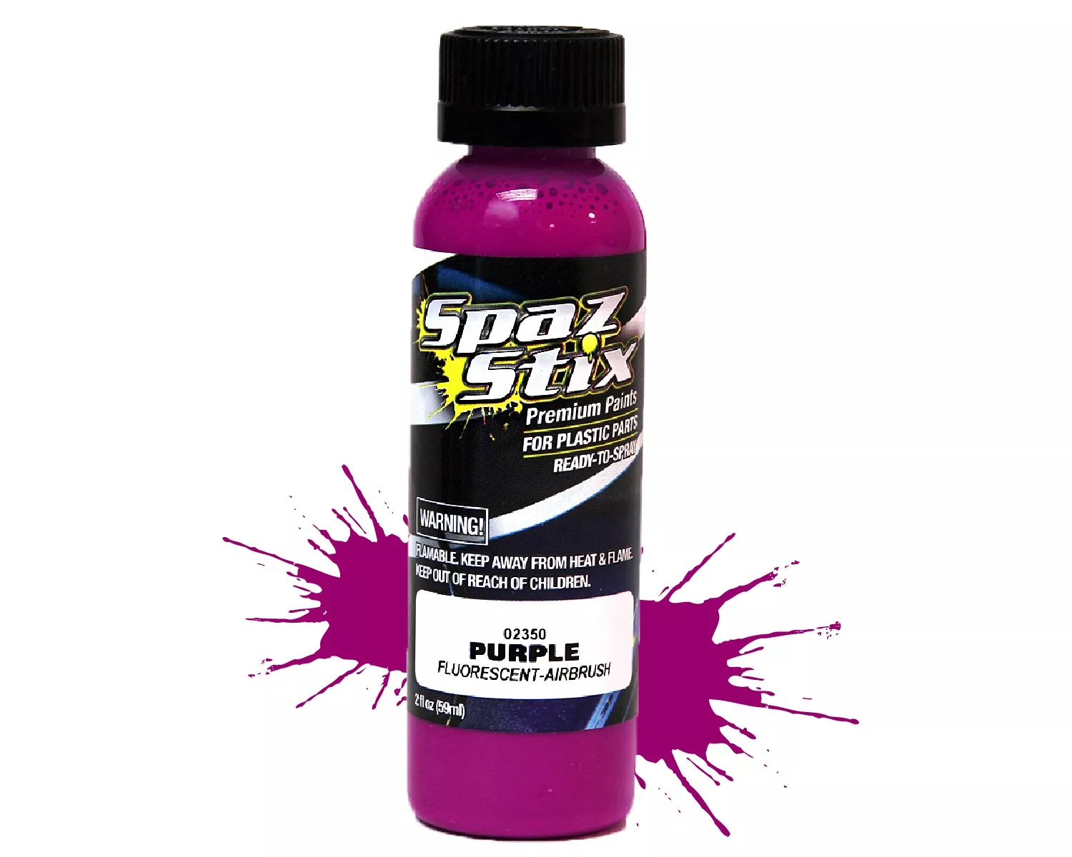 Purple Fluorescent Airbrush Ready Paint, 2oz Bottle