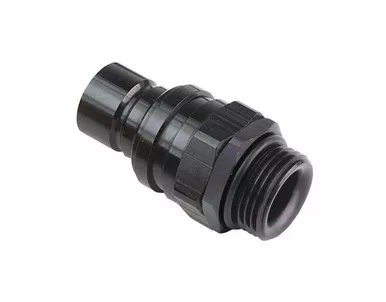 Q/R #8 Male O-Ring Boss Plug Valved Black 32108