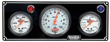 QuickCar 2-1 Gauge Panel Oil Pressure Water Temperature 3-3/8" Tachometer Black 61-67313