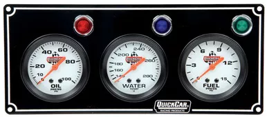 QuickCar 3-Gauge Panel Black Oil Pressure Water Temperature Fuel Pressure 61-6712