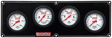 QuickCar 4-Gauge Extreme Panel with Oil Pressure, Water Temperature, Oil Temperature, Fuel Pressure, 13-5/8" x 4-1/2", 61-7021