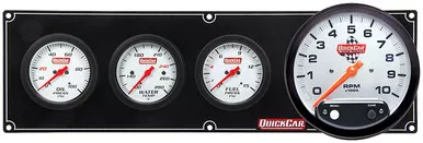 QuickCar Extreme 3-1 Gauge Panel with 5" Tachometer, Oil Pressure, Water Temperature, Fuel Pressure, White Face, 61-7742