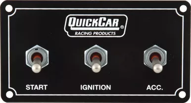 QuickCar Extreme Dual Ignition Switch Panel 4-5/8 x 2-1/2 in 2 Toggles 1 Momentary Toggle 50-711