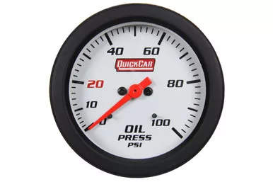 QuickCar Extreme Oil Pressure Gauge 0-100 PSI 2-5/8" Mechanical White Face 611-7003