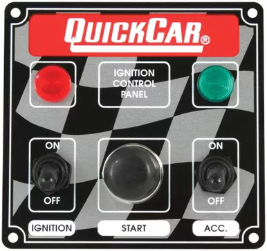 QuickCar Ignition Panel 2 Switches 1 Button with Lights 4-5/8 x 4-3/8 50-022