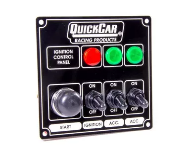 QuickCar Racing Products Black Ignition Panel with 2 Accessory Switches and 3 Indicator Lights 50-825