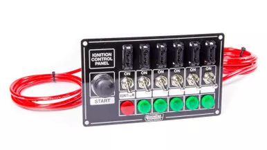 QuickCar Racing Products Black Ignition Panel with 6 Toggle Switches, 1 Starter Button, Indicator Lights, and Fuses 50-864