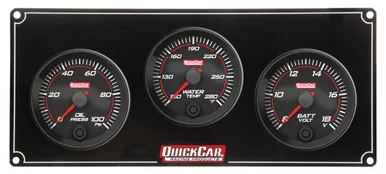 QuickCar Redline 3-Gauge Panel Oil Pressure Water Temperature Voltmeter 69-3017