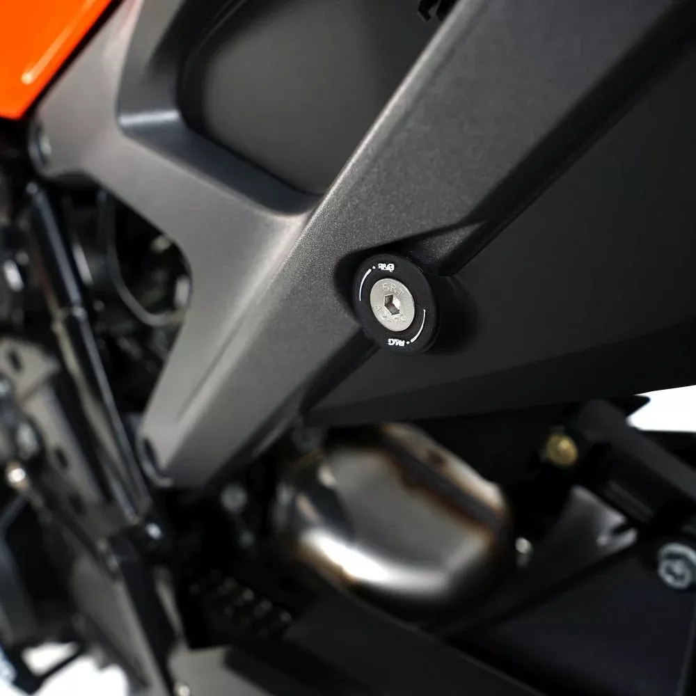 R&G Racing Black Rear Foot Rest Delete Blanking Plates For 2024-2024 KTM 990 Duke