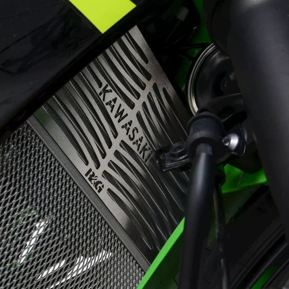 R&G Racing Stainless Steel Branded Radiator Guard For 2019-2024 Kawasaki Ninja 125