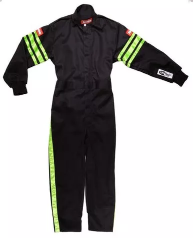 Racequip Black Suit Single Layer Kids X-Small Green Trim 1950791