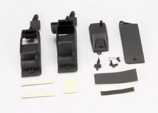 Receiver & Battery Box (2), Box Cover, Charge Jack Plug (Rubber), Foam Padding & Adhesive, 4x8mm BCS (1)/ 4x12mm BCS (2)