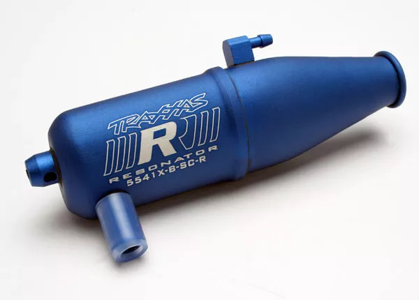 Resonator Tuned Pipe, R.O.A.R. Legal (Blue-Anodized Aluminum, Single Chamber)