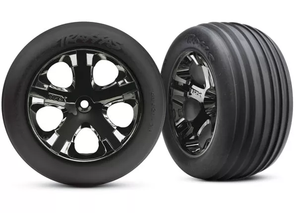 Ribbed Tires with Foam Inserts on All-Star Wheels, Chrome or Black Chrome, 2.8" (Electric Front) (2)