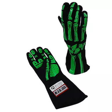 RJS Double Layer Lime Green Skeleton Gloves Large 600090158