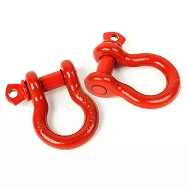 Rugged Ridge 11235.08 D-Ring Shackle Kit, 3/4 inch, Red, Steel, Pair