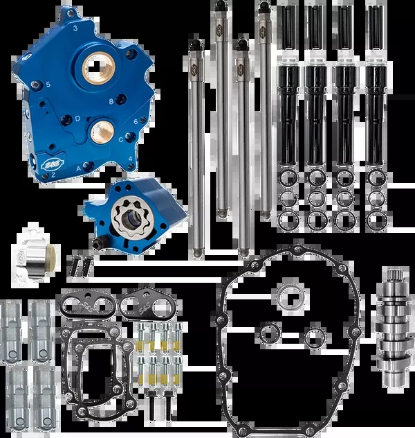 S&S Cycle Cam Chest Kit - Water Cooled - Chain Drive - 496 Cam - Black Pushrod Tubes - M8