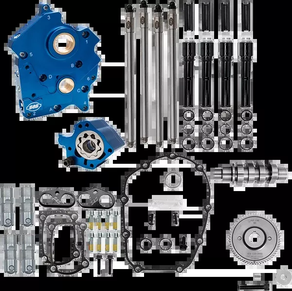 S&S Cycle Cam Chest Kit – Water Cooled – Gear Drive – 496 Cam – Black Pushrod Tubes – M8