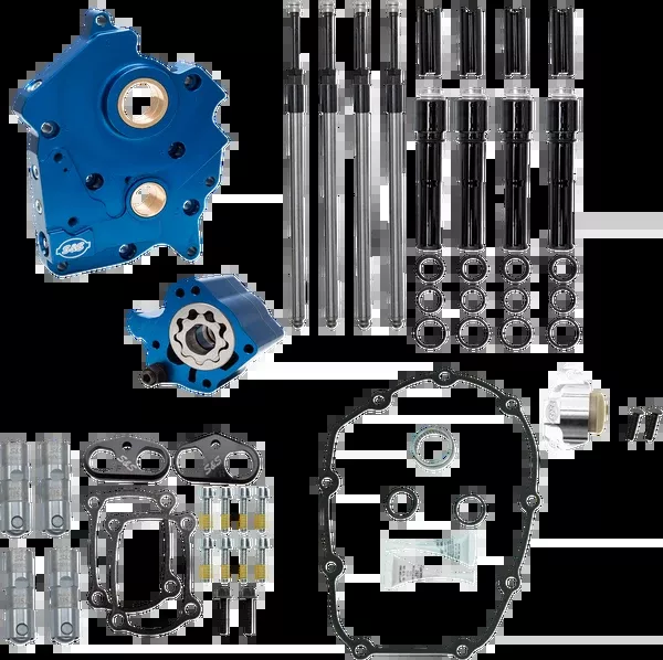 S&S Cycle Cam Chest – Oil Cooled – Chain Drive – Black Pushrod Tubes – M8