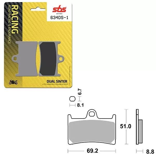 SBS DS-1 Dual Sinter Dynamic Racing Concept Front Brake Pad (6370634108)