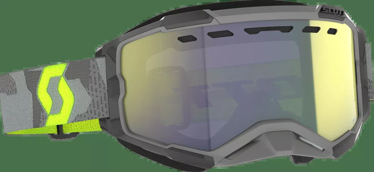 Scott Fury Snowmobile Goggles (Light Grey/Neon Yellow Yellow Chrome)