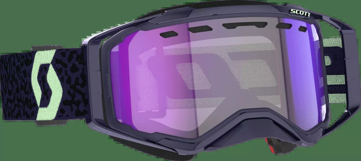 Scott Prospect Snowmobile Goggles (Dark Purple/Mint Green Light Sensitive Blue Chrome)